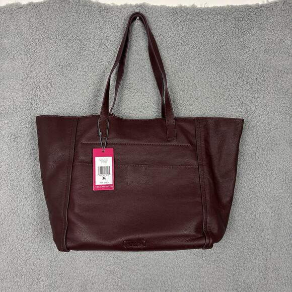 Vince Camuto Delyn Stripe Leather Tote Bag in Bordo Leather Suede Roomy NWT - Picture 6 of 16